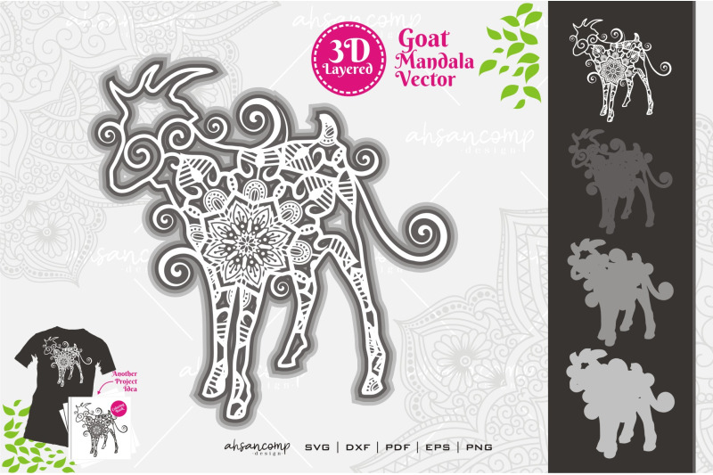 Download Goat Mandala Vector Svg 3d Layered 9 By Ahsancomp Studio Thehungryjpeg Com