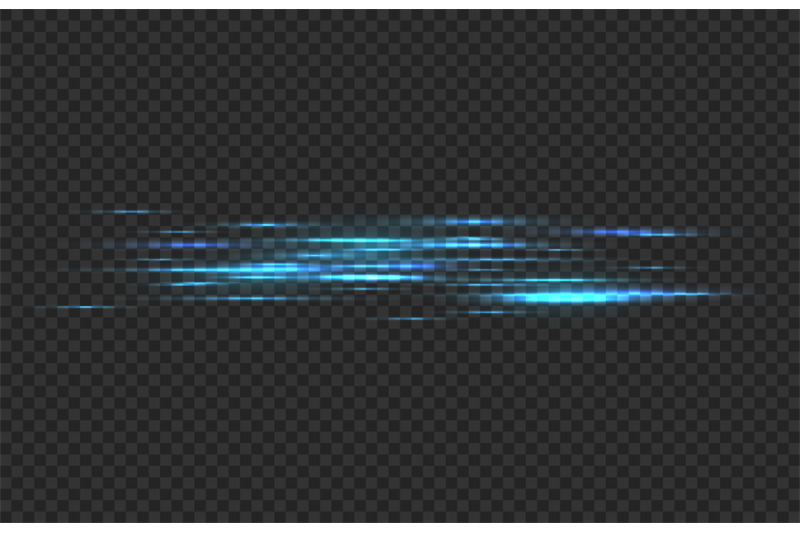 Light speed lines. Blue glow in dark stripes, laser stream, car fast m ...