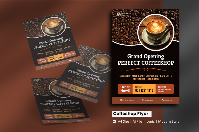 Coffee Shop Opening Flyer Template By rivatxfz | TheHungryJPEG