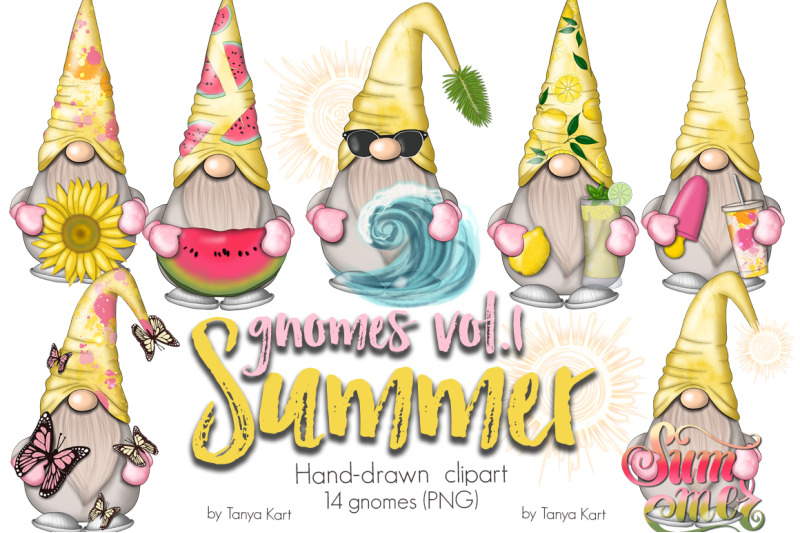 Summer Gnomes Icons By Tanya Kart | TheHungryJPEG