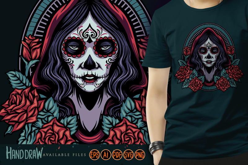 Beautiful Girl Mexican Calavera Catrina SVG Illustrations By ...