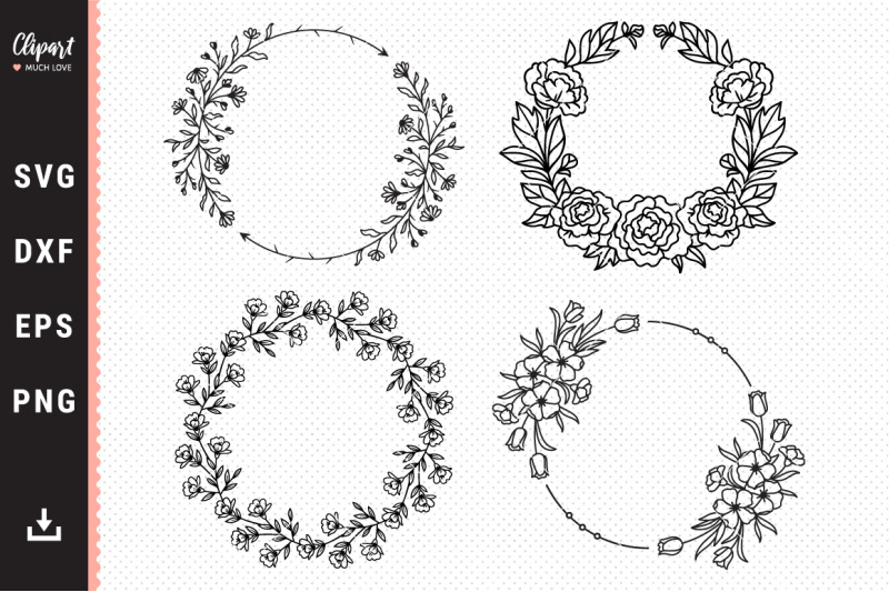Spring Wreath Free Monogram Frame SVG Files for Silhouette, Cricut
