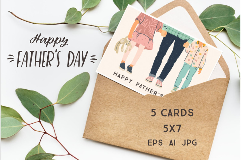 Happy Fathers Day. Set of cards 5x7 By Grape Studio | TheHungryJPEG