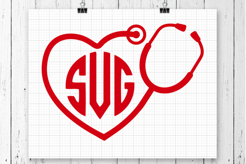 Download Heart Monogram Stethoscope Svg By Svg Ful Thehungryjpeg Com