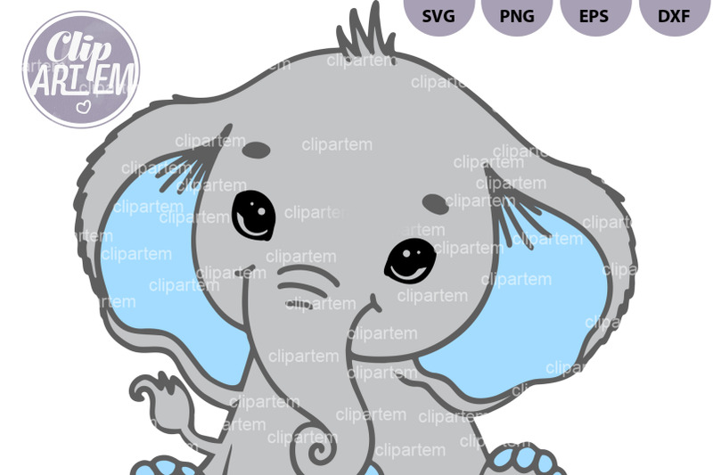 Download Boy Elephant Svg Cutting File Blue Gray Clip Art Image Png By Clipartem Thehungryjpeg Com