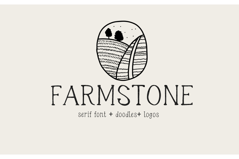 Farmstone Rustic serif font. Doodles LOGOS By LABFcreations | TheHungryJPEG