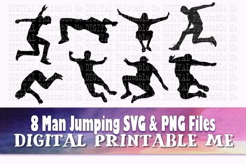 Man jumping svg, Male silhouette bundle, PNG, clip art, 8 Men images ...