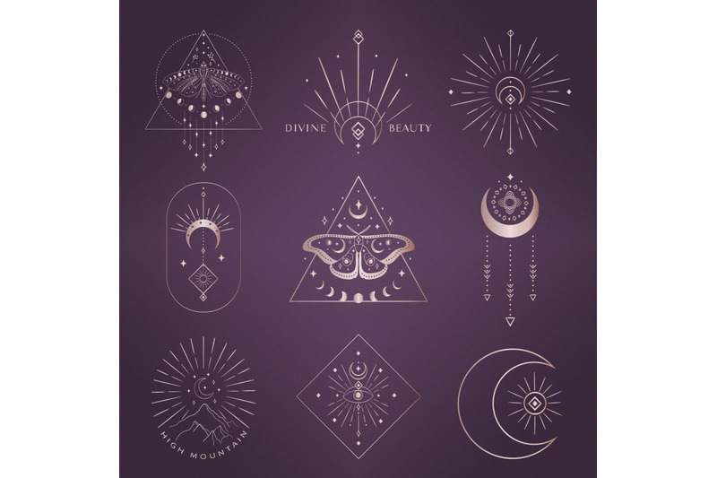 Download Divine Beauty Pre Made Logo Designs Moon Stars Sunbursts Butterfly By O L Y A Thehungryjpeg Com