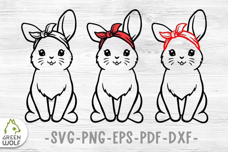 Download Bunny With Bandana Svg Files For Cricut Farm Animals Svg Baby Animals By Green Wolf Art Thehungryjpeg Com