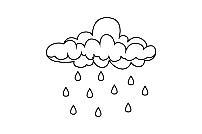 Rain Cloud Outline Icon By Printables Plazza | TheHungryJPEG