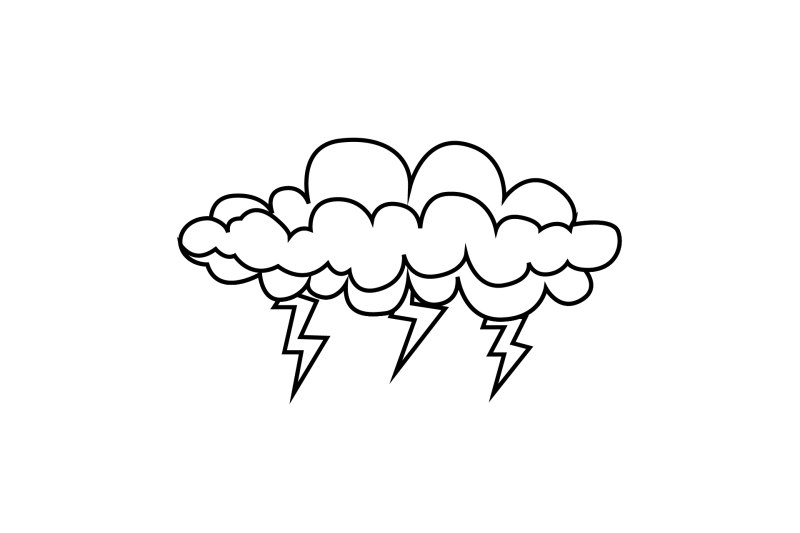 Thunder Cloud Flat Icon Thu Outline Icon By Printables Plazza ...