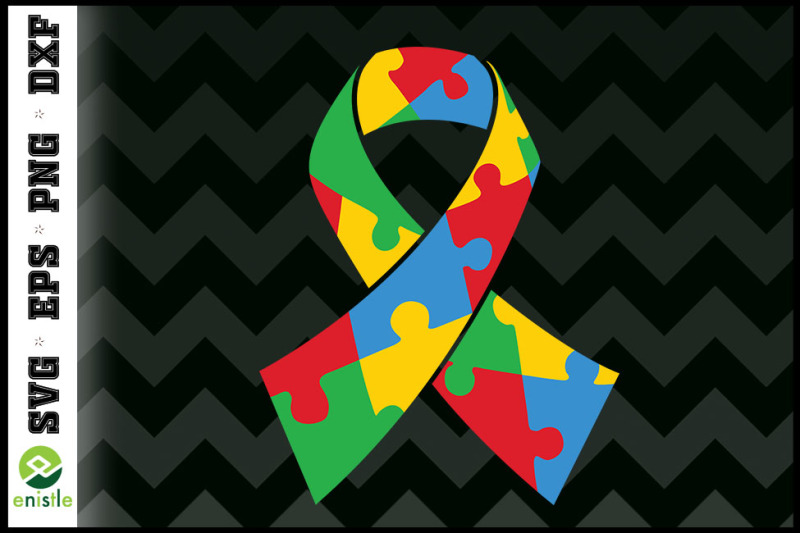 Autism Ribbon Puzzle Piece Autism By Enistle | TheHungryJPEG