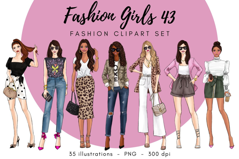 Fashion Girls 43 Fashion clipart set By Parinaz Wadia Design ...