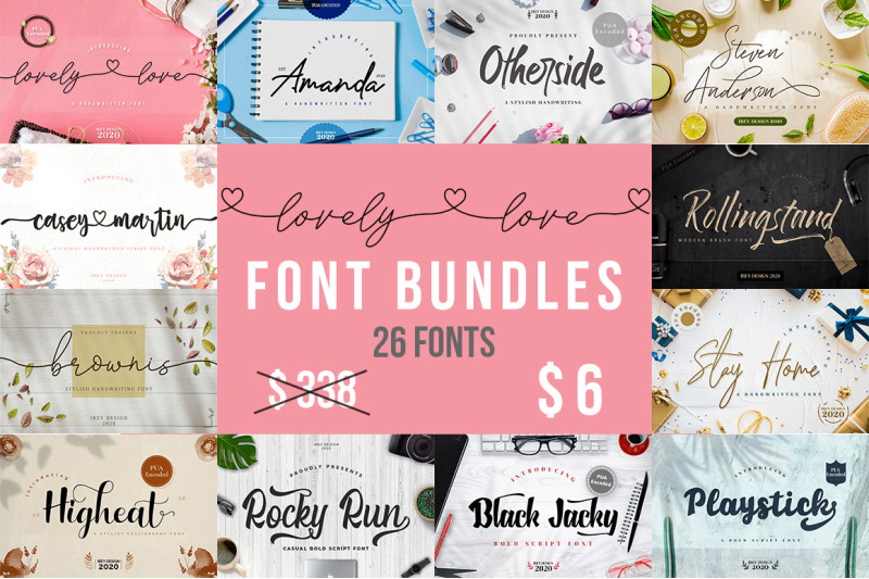 Lovely Fonts Bundle By Ibey Design | TheHungryJPEG