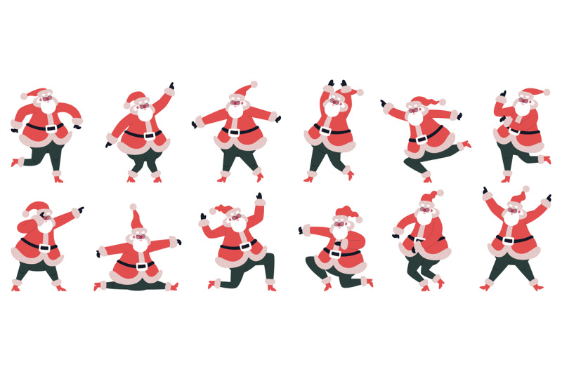 Dancing Santa Claus. Funny cartoon Santa Claus dancing and jumping cha By  WinWin_artlab | TheHungryJPEG