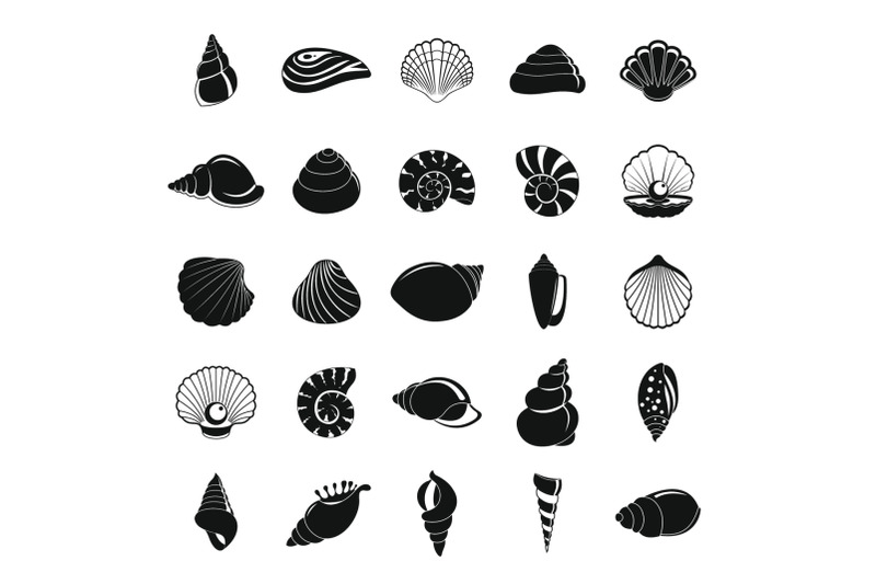 Sea shell icons set, simple style By Anatolir56 | TheHungryJPEG