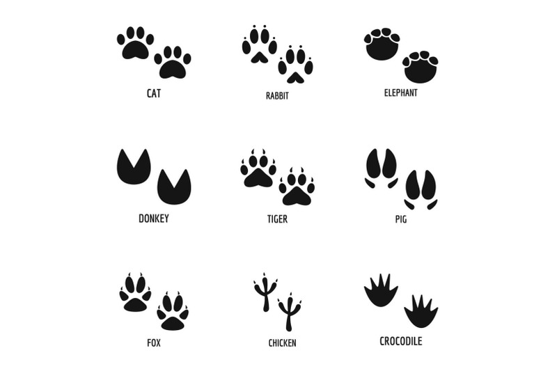 Animal tracking icons set, simple style By Anatolir56 | TheHungryJPEG