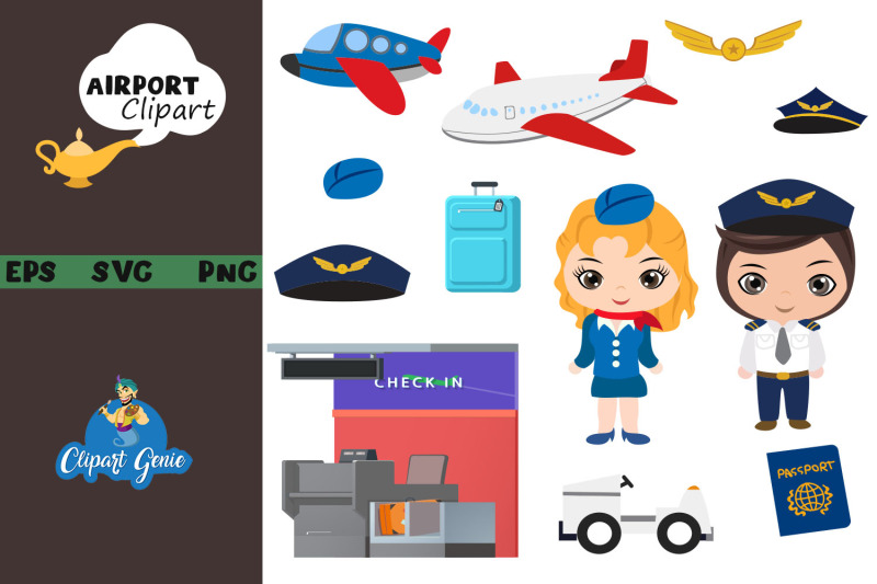 Airport clipart & SVG By clipartgenie | TheHungryJPEG