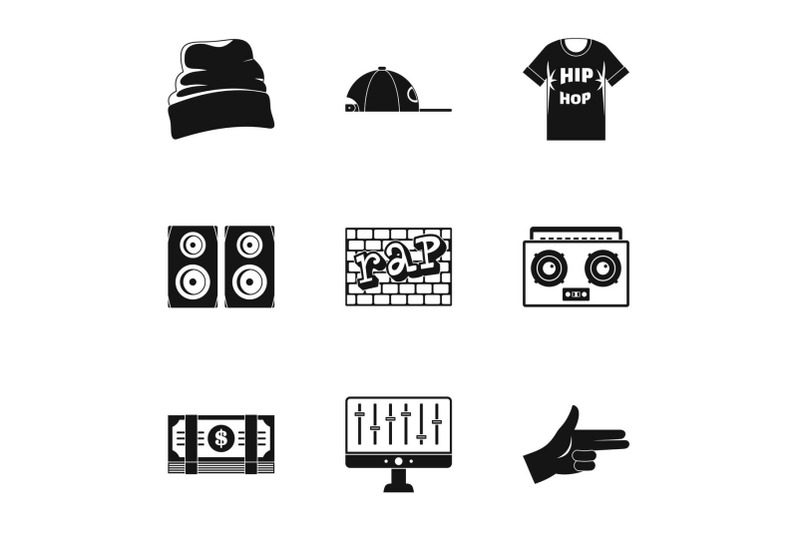 Rap icon set, simple style By Anatolir56 | TheHungryJPEG