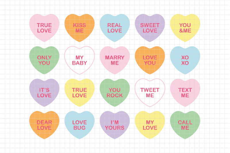 Conversation Hearts Digital Clipart LES CL22 By Printablestore 