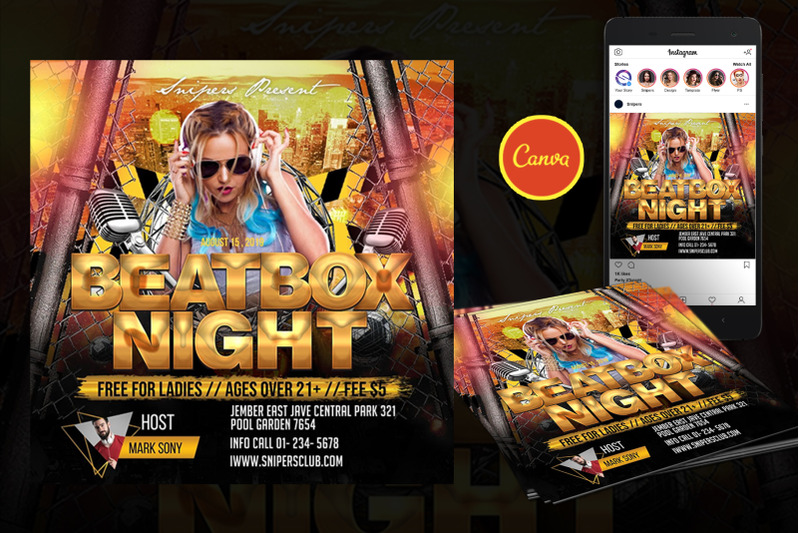 BeatBox Night Event Flyer Canva Template By Cilo Creative | TheHungryJPEG