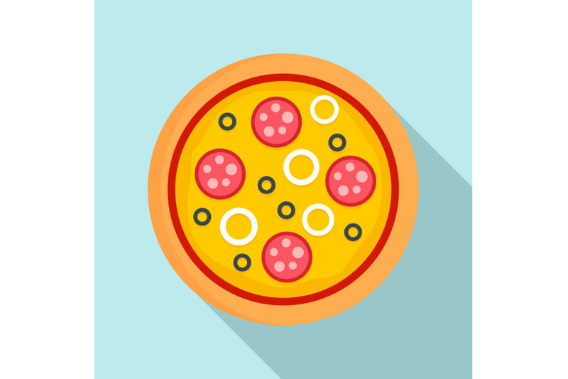 Pizza mozzarella icon, flat style By Anatolir56 | TheHungryJPEG