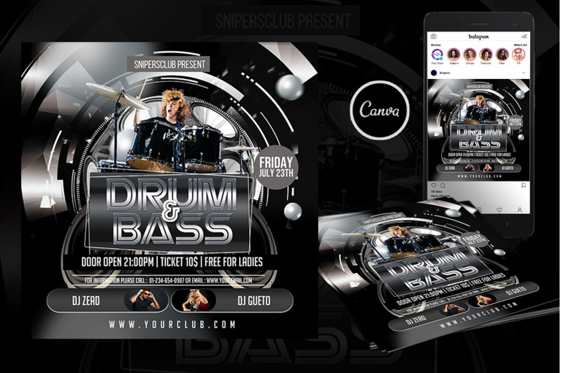 Drum & Bass Event Flyer Canva Template By Cilo Creative TheHungryJPEG