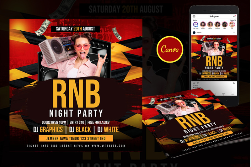 RnB Party Flyer Event Flyer Canva Template By Cilo Creative | TheHungryJPEG