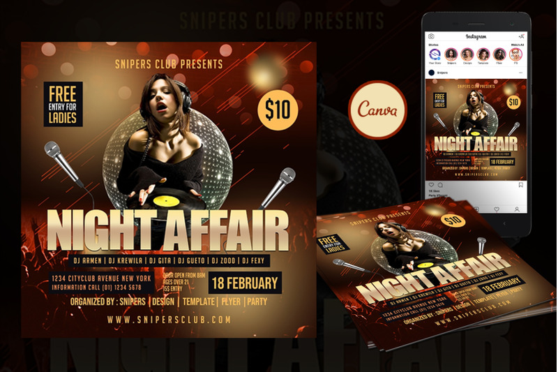 Sexy Night Event Flyer Canva Template By Cilo Creative | TheHungryJPEG