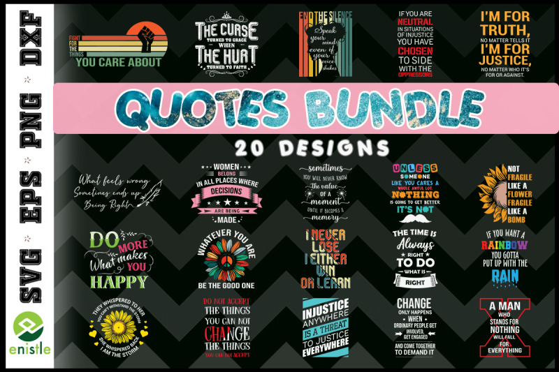 Positive Quotes Bundle SVG 20 Designs By Enistle | TheHungryJPEG