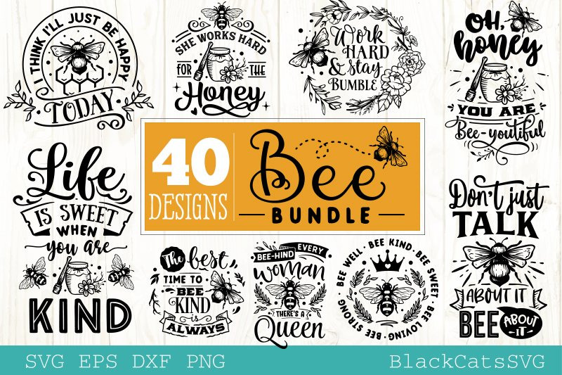 Bee Bundle SVG 40 designs By BlackCatsSVG | TheHungryJPEG