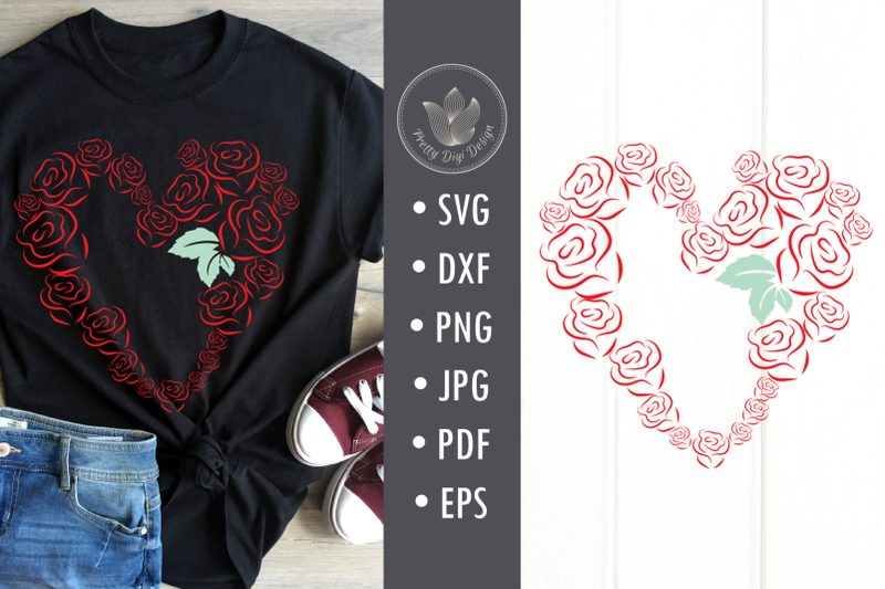 Heart With Roses Svg Cut File By Prettydd Thehungryjpeg