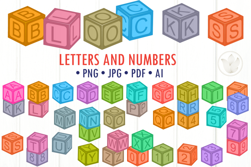 Blocks letters and numbers, Cubes clip art, Baby toy digital By ...