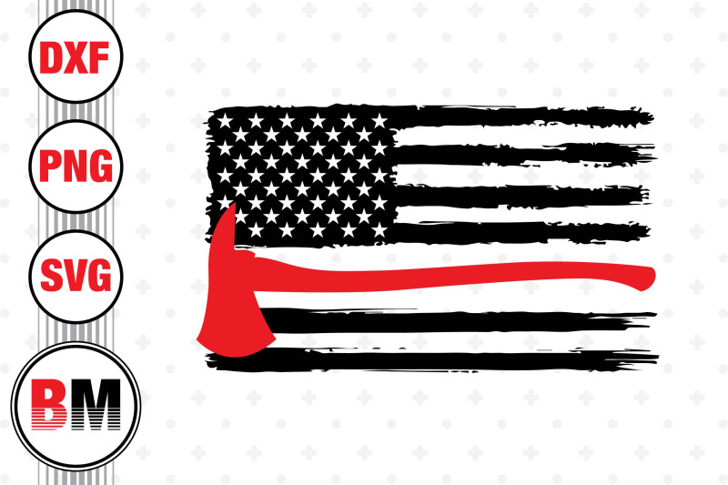 Hammer Firefighter Distressed US Flag SVG, PNG, DXF Files By Bmdesign
