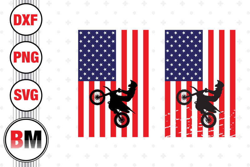 Dirt Bike American Flag SVG, PNG, DXF Files By Bmdesign | TheHungryJPEG