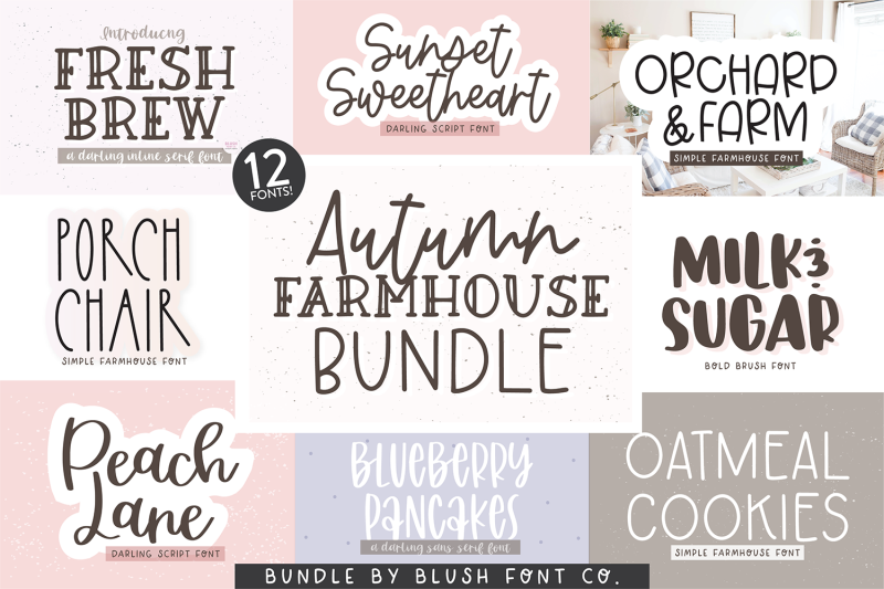 AUTUMN FARMHOUSE FONT BUNDLE - 12 FONTS By Blush Font Co. | TheHungryJPEG