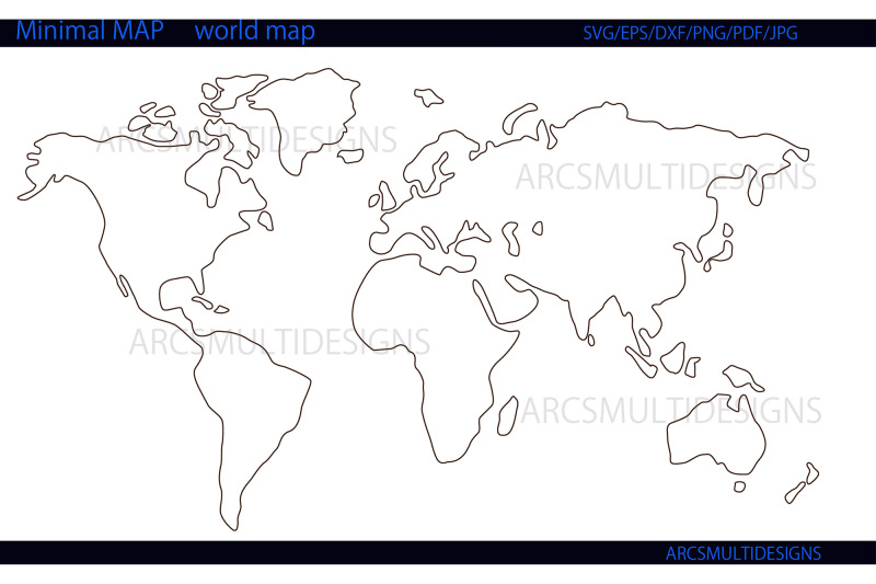 Minimalist world map outline By ArcsMultidesignsShop | TheHungryJPEG