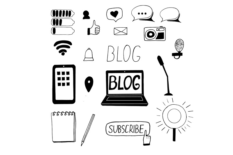 blog hand drawn doodle set By Irina_Samoylova | TheHungryJPEG