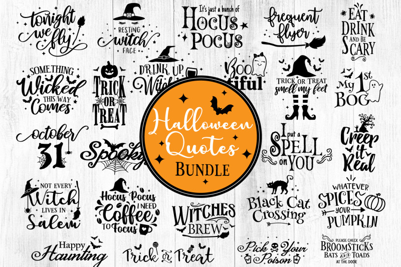 Halloween Quotes SVG Bundle, Silhouette Halloween svg, Witch Svg By ...