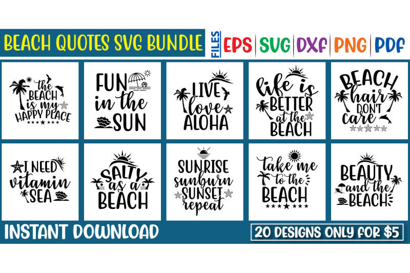 Beach quotes SVG Bundle By ismetarabd | TheHungryJPEG