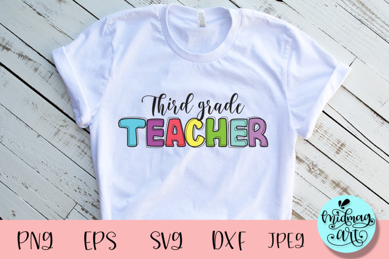 Third grade teacher svg, teacher svg By Midmagart | TheHungryJPEG