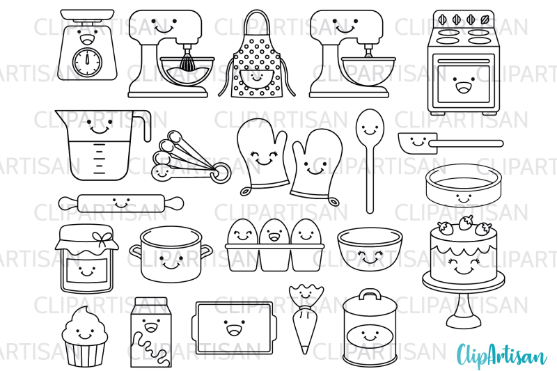 Kawaii Baking Digital Stamps, Cute Baking Clip Art By ClipArtisan ...