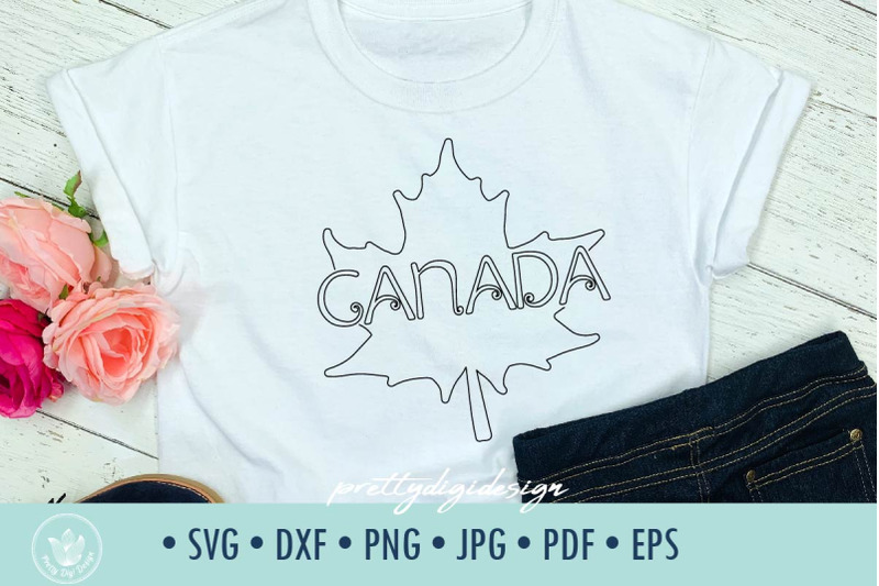 Canada maple leaf SVG line minimalist design By PrettyDD | TheHungryJPEG