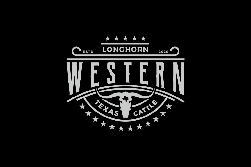 Texas Longhorn, Western Bull Cattle Vintage Retro Label Logo By ...