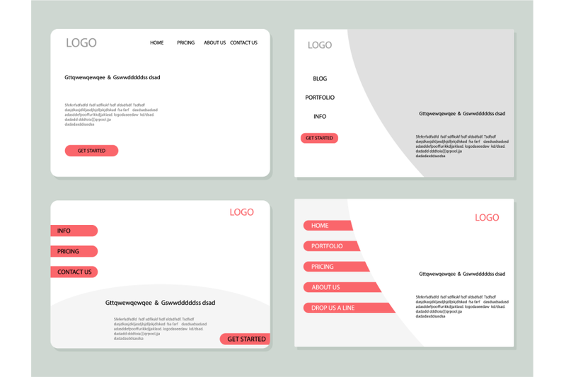 Layouts landing page design collection. Web interface for website and ...