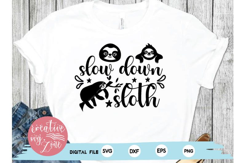 slow down sloth svg By creativesvgzone | TheHungryJPEG