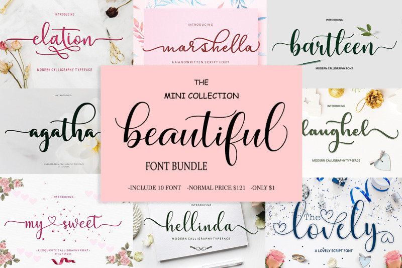 Beautiful Font Bundle By Cut Story | TheHungryJPEG