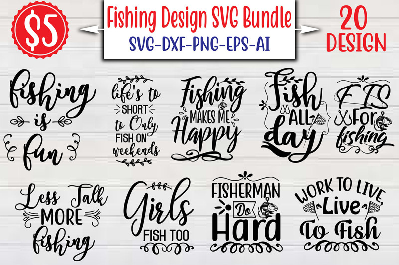 Fishing Design SVG Bundle cut file By NAZMABD | TheHungryJPEG