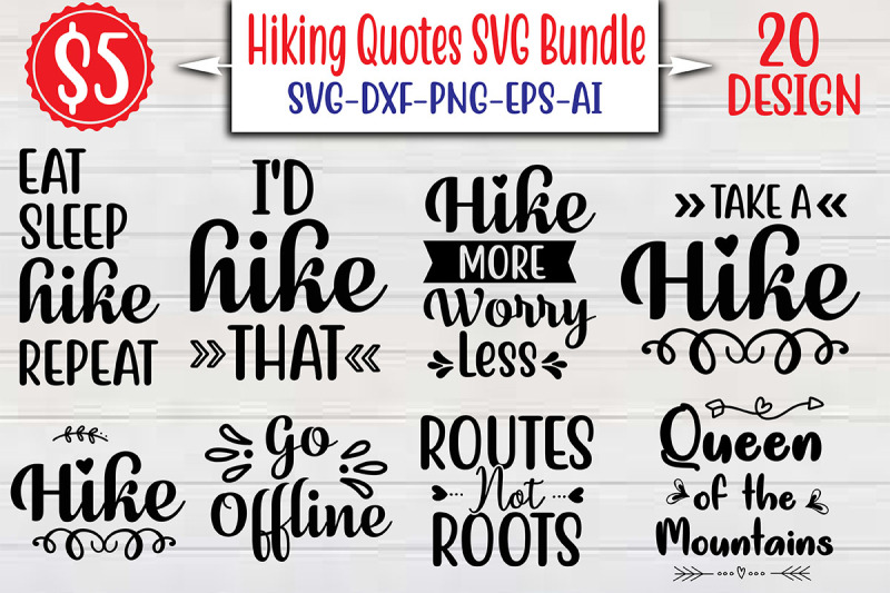 Hiking Quotes SVG Bundle cut file By NAZMABD | TheHungryJPEG