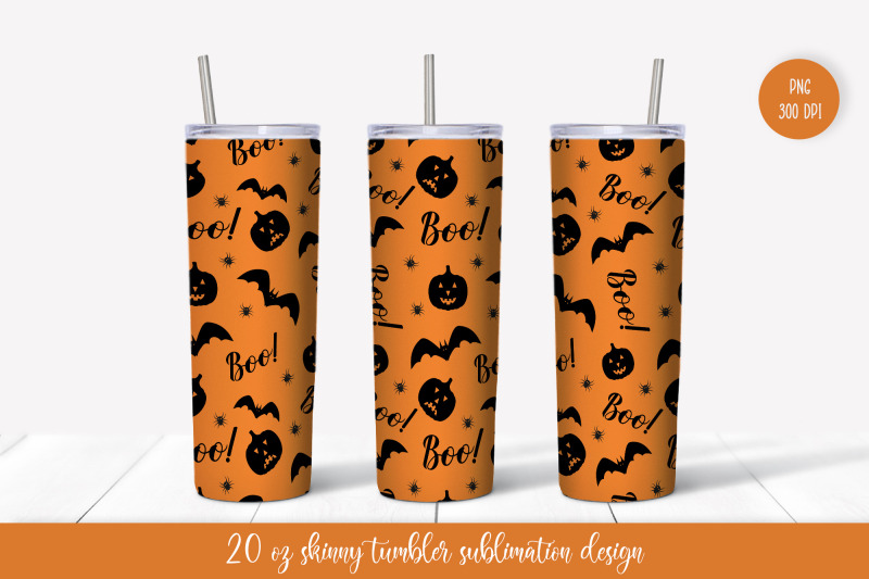 Boo Halloween Tumbler Design. Tumbler Sublimation Wrap By LaBelezoka ...